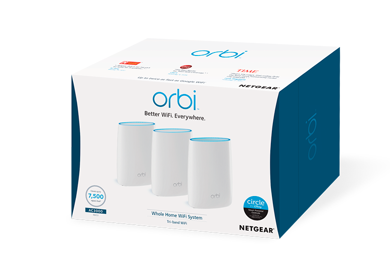 Orbi AC3000 Tri-Band WiFi Ssytem (RBK53) - 1 Router + 2 Satellites(RBK53-100PES)