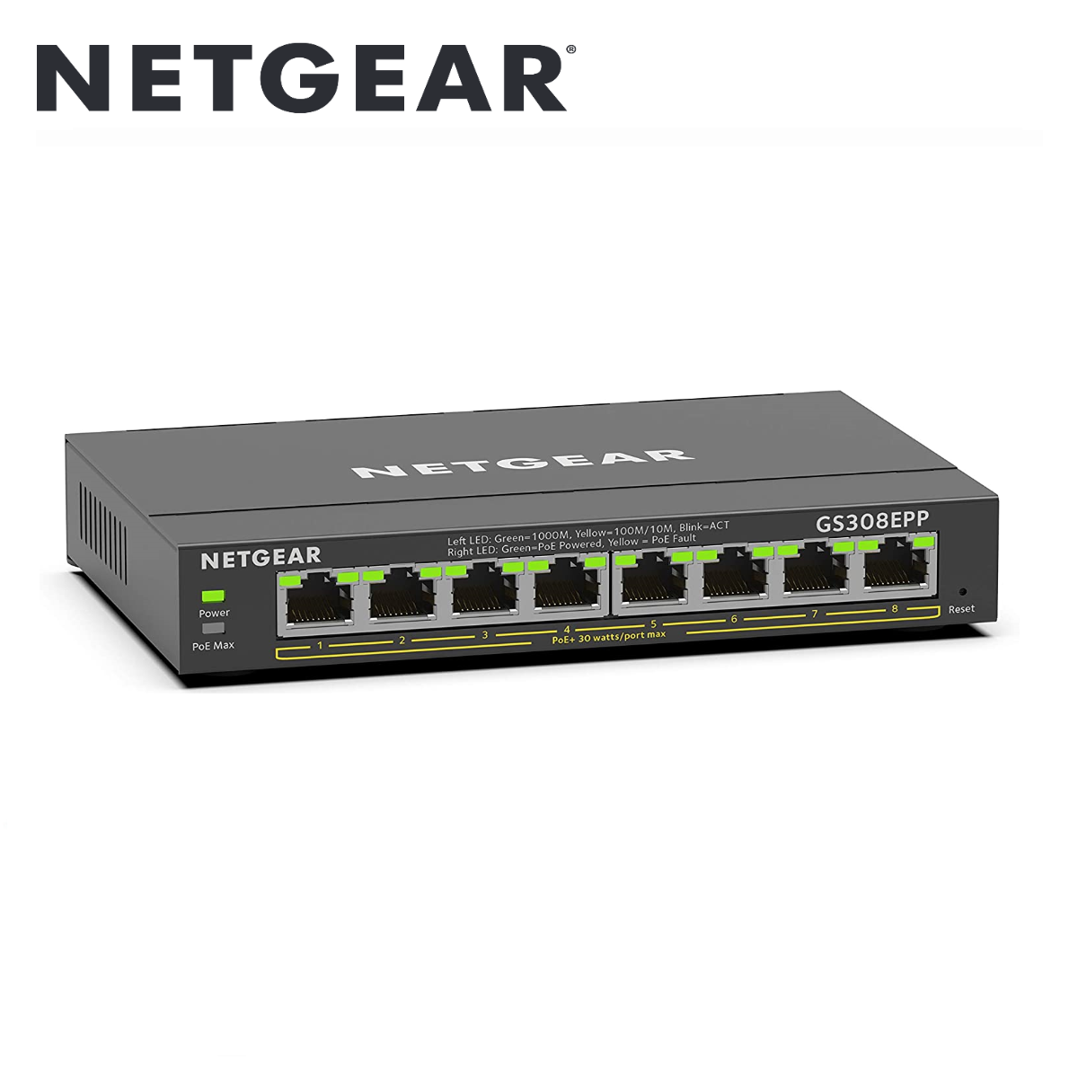 8-Port PoE+ Gigabit Ethernet Plus Switch (123W)(GS308EPP-100NAS)