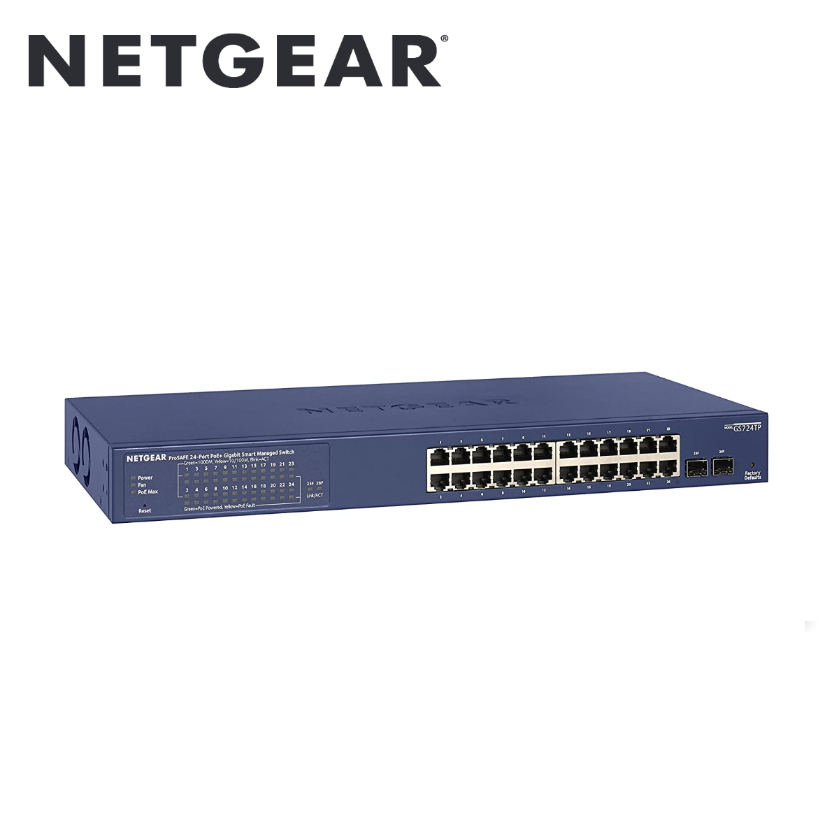 24-Port Gigabit Ethernet PoE Smart Switch with 2 SFP Ports(GS724TP-200EUS)