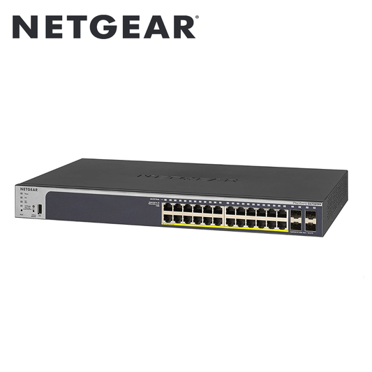28-Port Gigabit Ethernet Smart Switch with 4 SFP Ports and High Power (24 PoE+) (384W)(GS728TPP-200EUS)